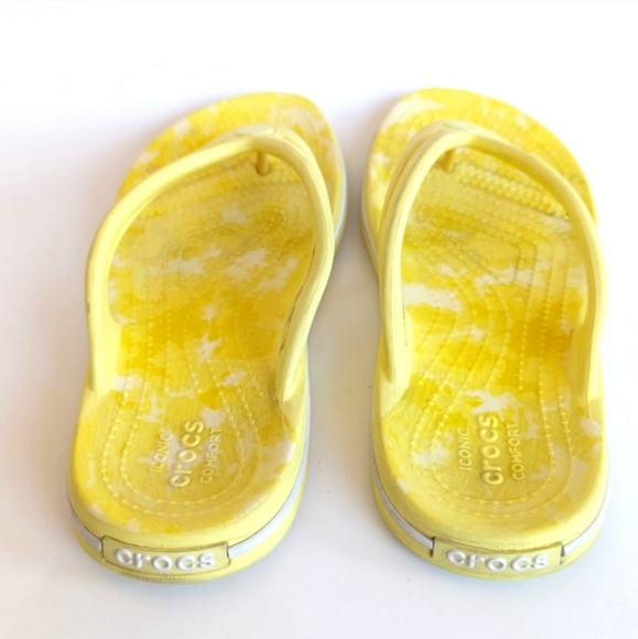 Crocs Crocband Bleach Dye FlipFlops Canary Yellow - Picture 4 of 9